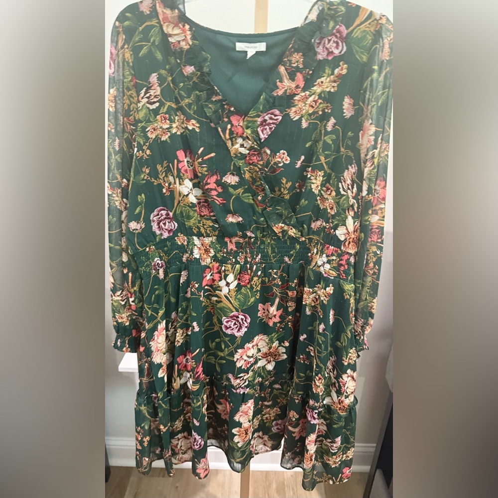 Maurices Floral Long Sleeve Dress - Green and Pink